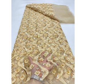 Tissu Dentelle de <span class=keywords><strong>Luxe</strong></span> Tissu Brocart En Dentelle De <span class=keywords><strong>Luxe</strong></span> De Haute Qualité Cordon Français Blanc Perlé Tulle Tissu - Product Image 2