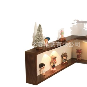 Estante esquinero de madera, decoración de pared suspendida en ángulo de 90 grados, estante de almacenamiento para esquina de pared de la sala de estar - Product Image 2
