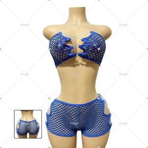 Shorts sexy noirs à taille haute en résille burlesque sur mesure Yingli Wholesale - Product Image 1