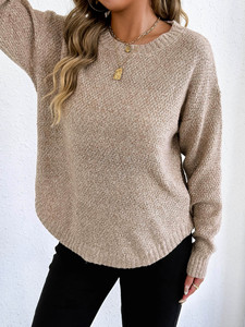 Pull-over col rond pour femme en gros, tricot personnalisé, couche de base hiver, prix direct usine - Product Image 3