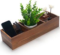 Panier de rangement pour réservoir de toilettes en bois d'acacia, boîte de rangement en bois naturel écologique avec 3 compartiments, organisateur de salle de bain multifonctionnel