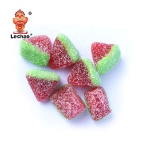 Bonbons gélifiés en forme de pastèque, marque privée OEM ODM, halal, enrobés de sucre, moelleux et croquants, en boîte