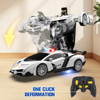 Voiture RC transformable à une touche personnalisée, rechargeable, télécommande 2.4G, véhicule de course avec lumières LED pour enfants et garçons, utilisation intérieure-extérieure