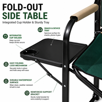 Chaise de camping pliable avec table latérale et sac isotherme, chaise de directeur portable robuste, chaise d'extérieur pour la plage, la pêche, le pique-nique, la cour