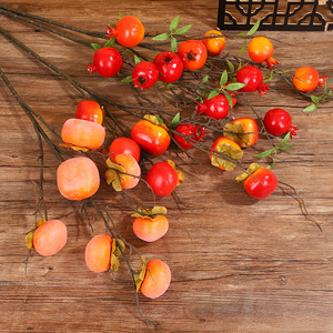 Branches de fruits artificiels de grenade et de kaki pour la décoration intérieure, le salon, les mariages, accessoires floraux artificiels - Product Image 3