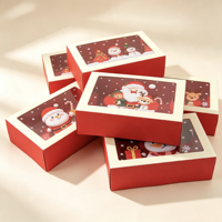 Boîtes cadeaux de Noël pliables personnalisées sur mesure, vente en gros d'usine, avec fenêtre transparente.