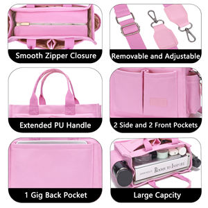 حقيبة كبيرة من قماش الكانفاس متقاطعة مع الجسم وردية اللون حقيبة مدرسية للنساء - Product Image 6