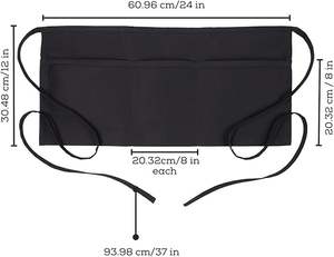 Tabliers de serveur LOGO personnalisé avec 3 poches Tablier de <span class=keywords><strong>serveuse</strong></span> réglable à la taille 100% Demi-tablier en polyester pour le nettoyage de la cuisine - Product Image 2