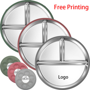 Bộ dụng cụ ăn dặm cho bé bằng thép không gỉ và silicon tái sử dụng, không vỡ, kiểu dáng hiện đại Lifetop, đĩa chia ngăn tròn 9 inch, có đế hút silicon - Product Image 1