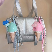 Gantungan Kunci Kulit PU Bentuk Es Krim Lucu Grosir, Liontin Tas Fashion, Hadiah 3.