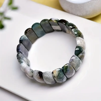 Bracelet en agate mousse: bijoux en cristal de roche bohème chic, parfaits pour les fêtes et les cadeaux de vacances-18cm/7,08 pouces de longueur intérieure