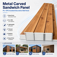 Panel Sandwich PU Metal Dekoratif untuk Isolasi Dinding Eksterior Bangunan Hotel, Tahan Api, Mudah Dibersihkan