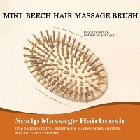 Brosse à cheveux ovale en bambou naturel avec logo personnalisé, coussin d'air, picots en bois ronds, massage du cuir chevelu, antistatique, pour la maison et les voyages