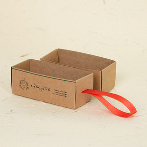Boîte à tiroir en papier kraft écologique recyclable, design bordure verte, mini boîte de rangement pour accessoires floraux, carton cadeau - Product Image 1