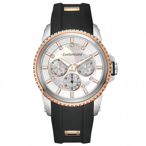 Fabrication de montres, personnalisation ODM, bracelet en fluororubber FKM blanc de haute qualité, montre à quartz 41 mm, chronographe OEM, montres pour hommes - Product Image 4