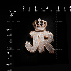 Colgante con Letra JR en Plata de Ley 925 Chapada en Oro Blanco con Perla de Agua Dulce y Moissanita, Estilo Hiphop Unisex - Product Image 5