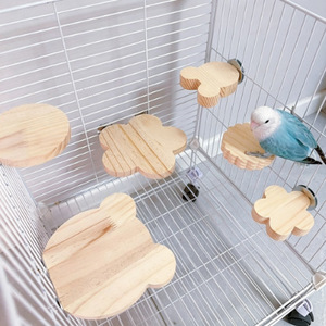 Solid Wood <b>Bird</b> <b>Cage</b> Platform With Cloud Shape Perches For Parrot Hamster Indoor Use Steel Wire Frame - Product Image 1