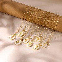 Kalung Choker Bunga 12 Bulan Berlapis Emas 18K dari Baja Anti Karat, Custom Seashell Zircon, Kalung Batu Kelahiran
