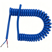 Cable Espiral de 2, 3 y 4 Núcleos, Cable Eléctrico Azul con Revestimiento PUR, Cable Espiral con Conductor de Cobre, Aislamiento, Cable de Alimentación CA