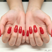 Uñas postizas de ABS con diseño de ojo de gato rojo, largas, tipo ataúd, brillantes, magnéticas y pre-diseñadas