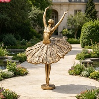 Sculpture de ballerine en bronze grandeur nature YOUFINE, statue élégante de danseuse de ballet pour jardin et parc