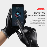Haute qualité en cuir PU hommes gants complets noir hiver chaud gants d'équitation écran tactile quotidien cyclisme Sports de plein air