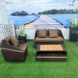 طقم كنب عصري من الخوص الروطان باللون البني للاستخدام الداخلي والخارجي للحديقة والفناء والفندق وغرفة المعيشة والشقة - Product Image 3