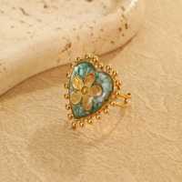 Bague en acier inoxydable de fleur de résine de coeur de filigrane français pour des femmes ISO RoHS conforme