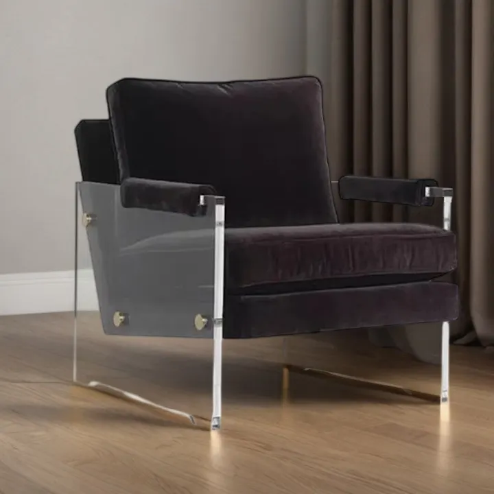 Sofa akrilik modern kustom nyaman desain modular dan dekorasi logam disikat meningkatkan rasa kehidupan modern