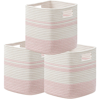 Panier à linge rose au design le plus récent, paniers de rangement en corde de coton, paniers à linge de grande taille avec poignées durables, couleur personnalisée