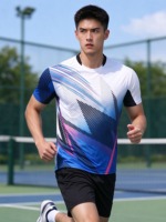 Maillot de sport personnalisé à séchage rapide par sublimation, T-shirt d'entraînement respirant à col rond pour la course et le badminton