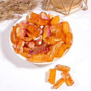 Premium <b>Top</b> Hot Selling Orange Aura Quartz Mini Points Natural Healing Eco-Friendly Sculpture Home Decoration Meditation - Product Image 1