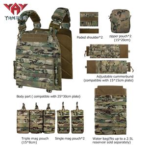 سترة YAKEDA التكتيكية Chaleco Tactico بنظام MOLLE، سترة حاملة للصفائح للصيد والتدريب في الهواء الطلق، باللون الأسود - Product Image 4