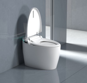 WC intelligent moderne à réservoir encastré, allongé, avec chasse automatique et capteur au pied - Product Image 2