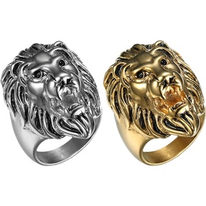 Hot Style <strong>Statement</strong> Punk Hiphop Lion Head Titanium Stainless Steel <strong>Ring</strong> for <strong>Men</strong> Factory Wholesale - Product Image 1
