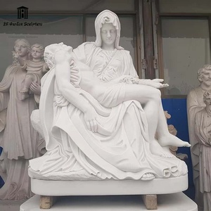 Statue de la Pietà en marbre grandeur nature personnalisée, sculptée à la main en pierre naturelle, sculpture de la Vierge Marie pour chapelle religieuse et monument commémoratif - Product Image 3