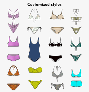 Los fabricantes de trajes de baño ofrecen muestras de diseño personalizado con su logotipo impreso, trajes de baño, bikini para mujer
