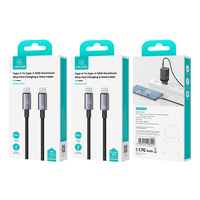 Kabel Data Pengisian Cepat USAMS SJ661 Berkualitas Tinggi Tipe C ke Tipe-C 60W dari Paduan Aluminium untuk Ponsel dan Laptop