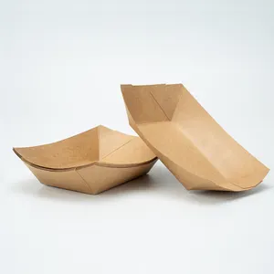 13oz Kraft Food Take Away Fried Chicken Chips Boat Paper Plate Bowl Packaging Chicken Other Snacks Kraft Paper Fast Trays