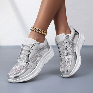 <span class=keywords><strong>Sneakers</strong></span> da <span class=keywords><strong>Donna</strong></span> Personalizzate <span class=keywords><strong>Bianche</strong></span> e Argento con Piattaforma Chunky, Traspiranti, Scarpe Casual da <span class=keywords><strong>Donna</strong></span> in Rete, Calzature Femminili, <span class=keywords><strong>Sneakers</strong></span> da Tennis - Product Image 5