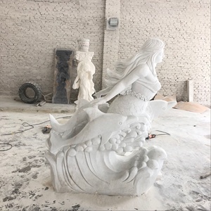Personalizado diseño Popular de piedra de Arte de sirena de mármol con delfines - Product Image 3