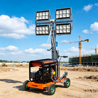 Tour d'éclairage mobile LED portable à moteur diesel 220V 12,5L avec mât télescopique sur remorque pour travaux routiers, certifiée CE, directement de l'usine