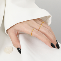 Bague en acier inoxydable plaqué or, fine et torsadée, style minimaliste classique, tendance, pour filles et femmes