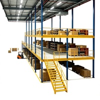 HONGXIN Étagère de mezzanine robuste personnalisable à 2-3 niveaux, sans boulons, à rivets, en acier laminé à froid, avec revêtement en poudre pour protection contre la corrosion