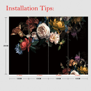 Palais européen rétro réaliste fleur Rose Illustration Tv fond mur Pvc papier peint - Product Image 4