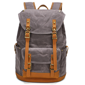 À la mode rétro sac à bandoulière hommes pochette d'ordinateur voyage grande capacité Crazy Horse cuir étanche <span class=keywords><strong>Batik</strong></span> toile sacs à dos - Product Image 6