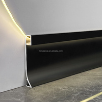 Perfil de aluminio negro para zócalo de suelo LED de hotel moderno, tira de luz de esquina montada en pared, venta al por mayor