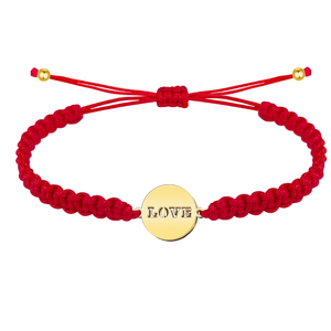 Bracciale con Perline Rosse del Filo del Destino con Placcatura in Oro Amore Bracciale Portafortuna in Acciaio Inossidabile Placcato Oro - Product Image 1