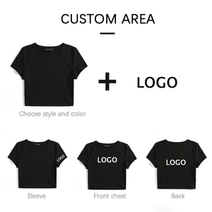 เสื้อยืดครอปทรงเข้ารูปคอกลมสำหรับผู้หญิง ลายกราฟิกรถแข่งสีดำ พิมพ์หมายเลขแข่งขัน สไตล์สตรีทแวร์ - Product Image 4