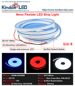 Silikon tutkal W12 * H6mm tek taraflı aydınlık DC12V NEON esnek <span class=keywords><strong>led</strong></span> şerit aydınlatma